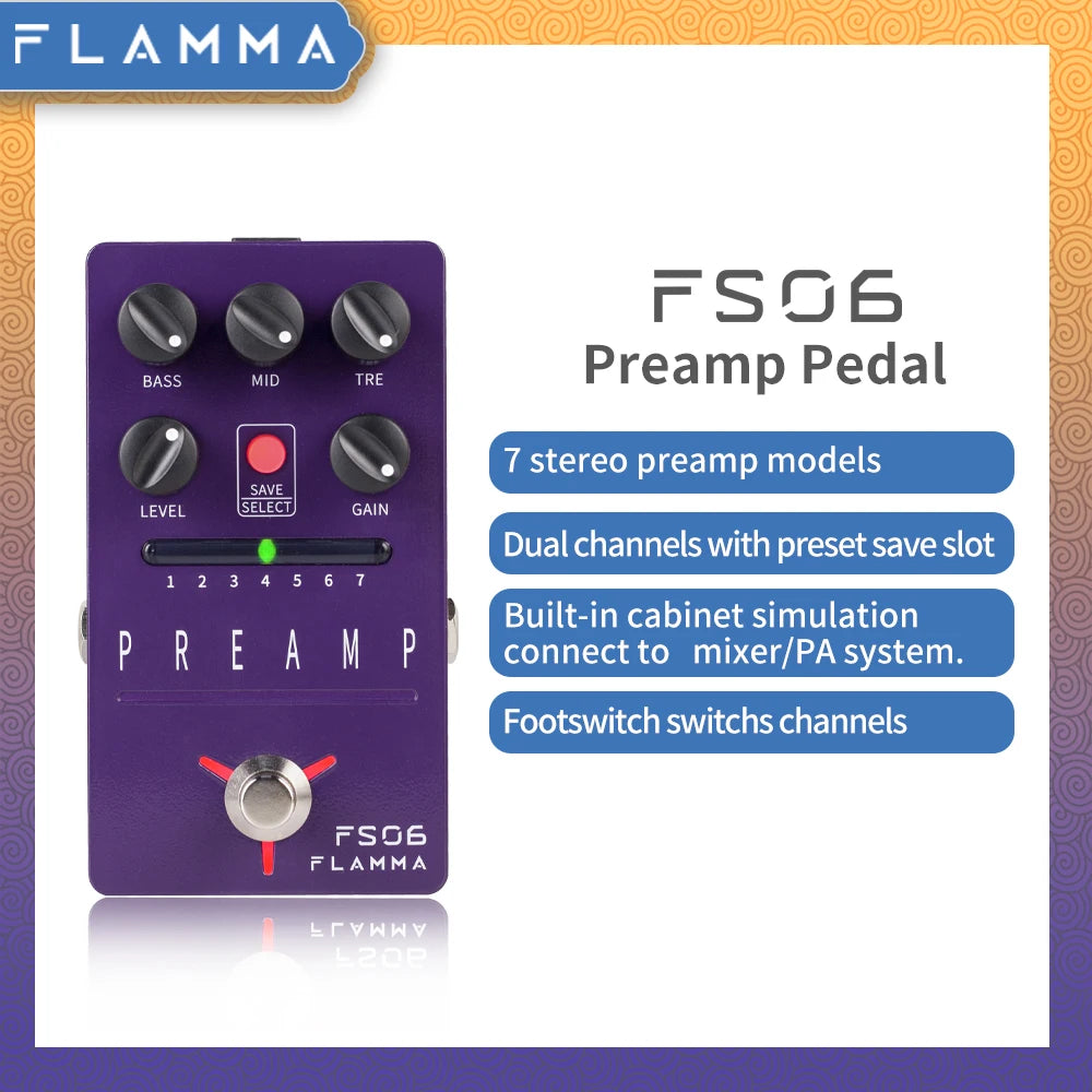 FLAMMA FS06 PREAMP COM 7 SIMULAÇÕES DE AMP